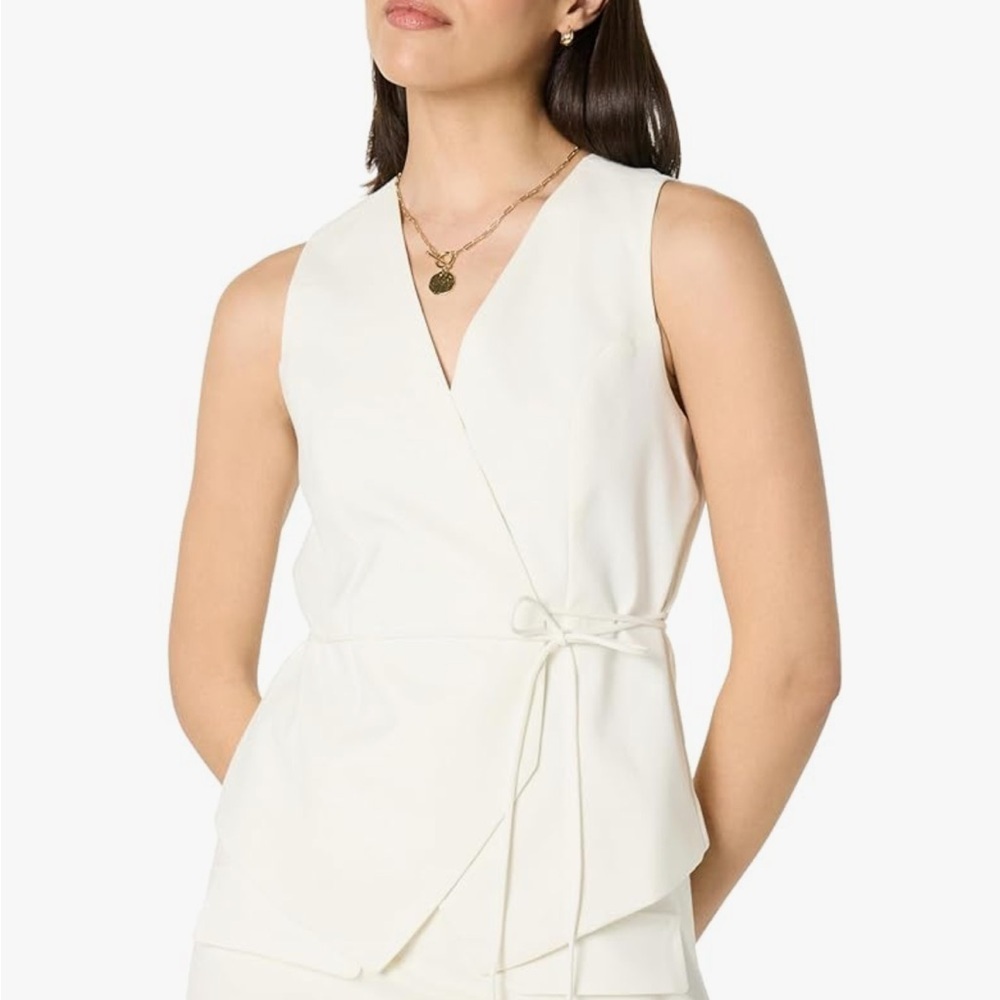 White Tie Waist Wrap Vest